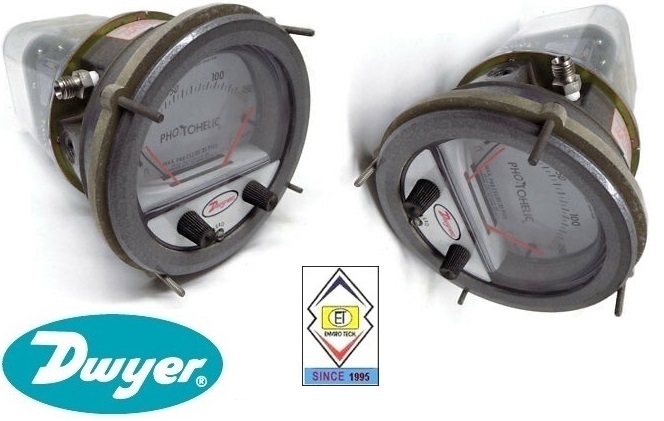 Dwyer A3300-1kpa Photohelic Pressure Switch Gauge Range .5-0-.5 Kpa. Diameter: 4" (101.6 Mm) Dial Face