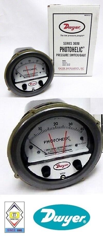 Dwyer A3300-20mm Photohelic Pressure Switch Gauge Range 10-0-10 Mm W.c. Diameter: 4" (101.6 Mm) Dial Face