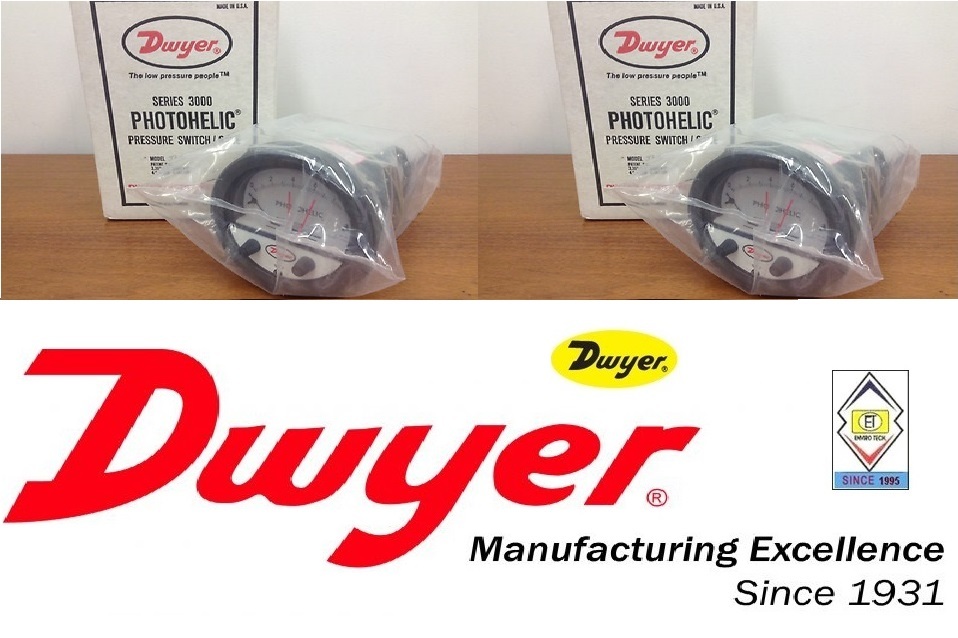 Dwyer A3300-3kpa Photohelic Pressure Switch Gauge Range 1.5-0-1.5 Kpa. Diameter: 4" (101.6 Mm) Dial Face