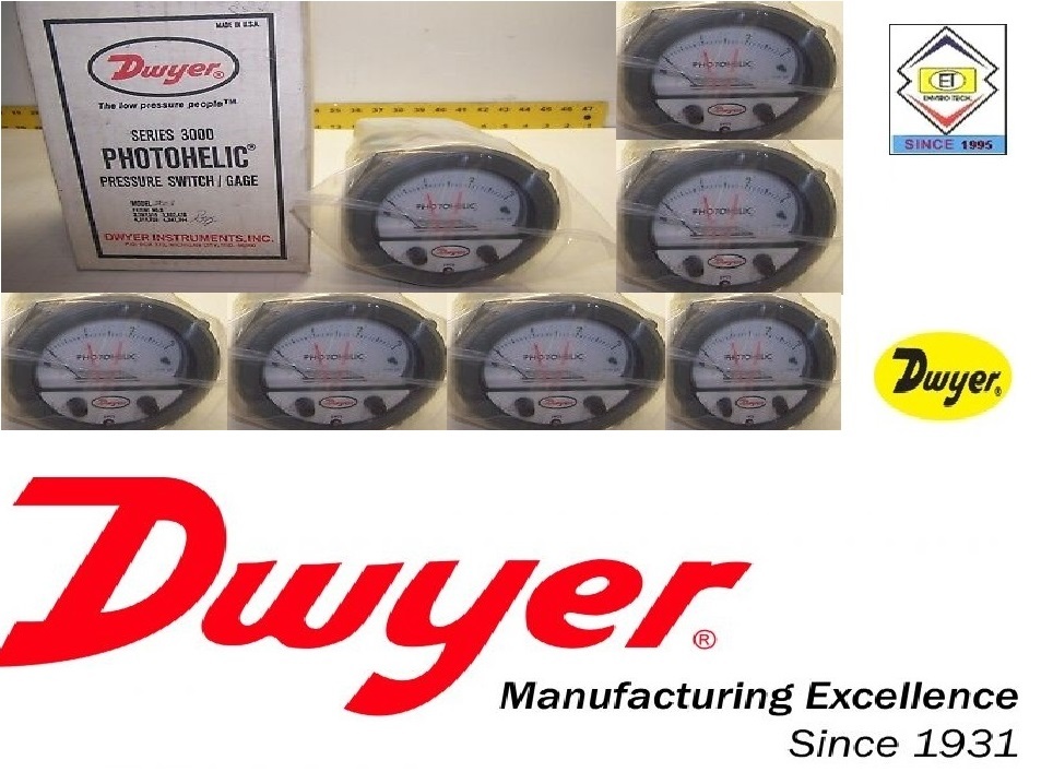 Dwyer A3300-3kpa Photohelic Pressure Switch Gauge Range 1.5-0-1.5 Kpa. Diameter: 4" (101.6 Mm) Dial Face
