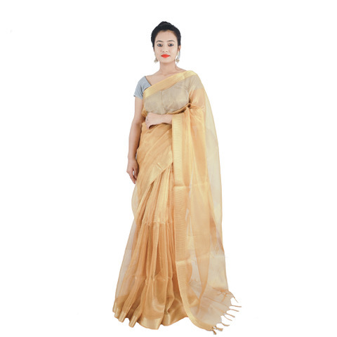 Party Wear Pure Tissue Tussar Silk Handloom All Over Women Saree.