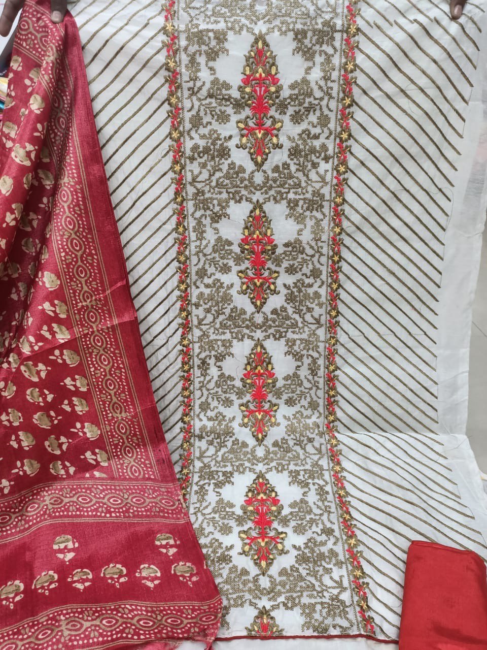 Multi Satin Dress Material