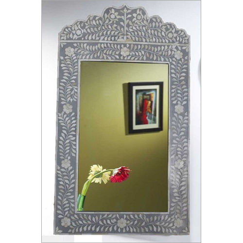 Grey Dark Bone Inlaid Mirror Frame