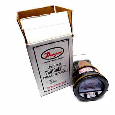 Dwyer A3304 Photohelic Pressure Switch Gauge Range 2-0-2 Inch W.c. Diameter: 4" (101.6 Mm) Dial Face
