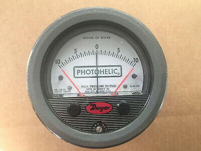 Dwyer A3320 Photohelic Pressure Switch Gauge Range 10-0-10 Inch W.c. Accuracy: A 2% Of Fs At 70a F (21.1a C)