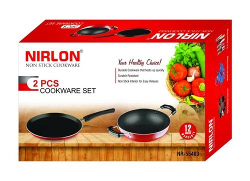 3 Layer Nonstick Coating Cookware Gift Item - Aluminum Alloy, 2.8mm Thickness, 2kg Weight | Red, Ergonomic Bakelite Handles, Dishwasher Safe