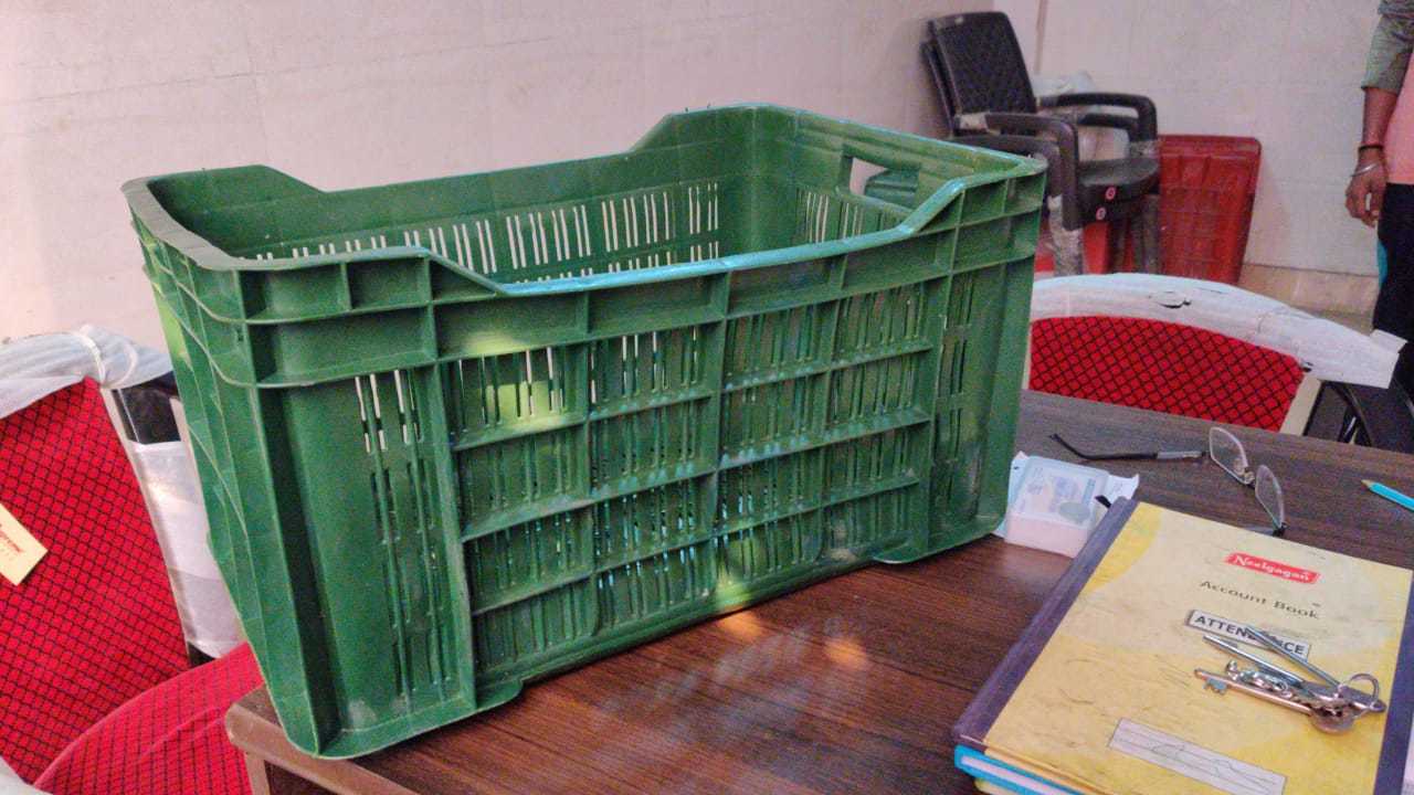 Vegetable Crate - Plastic, 400 X 300 X 200 Mm, Blue | 20 Kg Capacity, Side Handles, Ideal For Storage