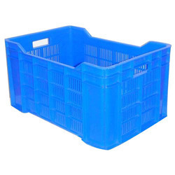 Vegetable Crate - Plastic, 400 X 300 X 200 Mm, Blue | 20 Kg Capacity, Side Handles, Ideal For Storage