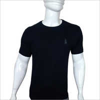 Mens Black Round Neck T-Shirt - Cotton Material, Sizes S to XL | O-Neck Collar, Plain Pattern, Short Sleeves