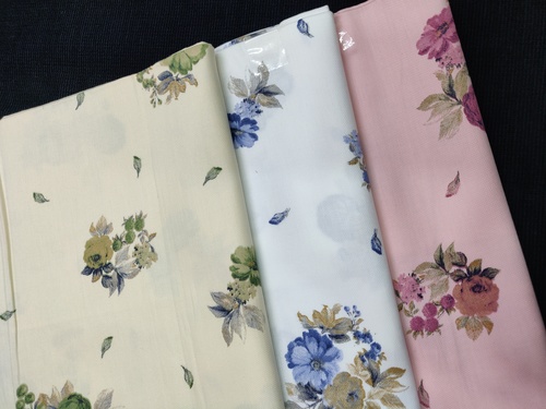 Floral Casual Printed Fabric - 100% Cotton, Dobby Texture | Soft Printed Design for Versatile Garment Use