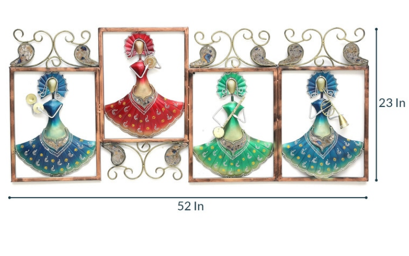 Eco-friendly Multicolored Musicians Lady Metal Wall Art