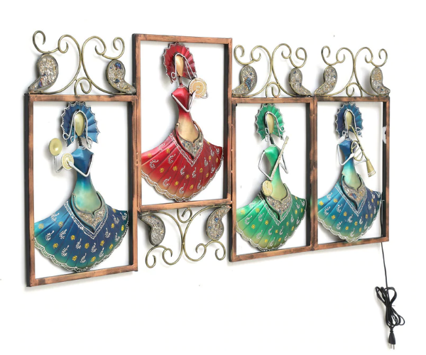 Eco-friendly Multicolored Musicians Lady Metal Wall Art