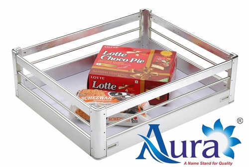 Plain Basket 6" - Aluminum Alloy, Custom Size as Specified by Carpenter - Elegant Aluminum Brush Finish for Stylish Modular Kitchens