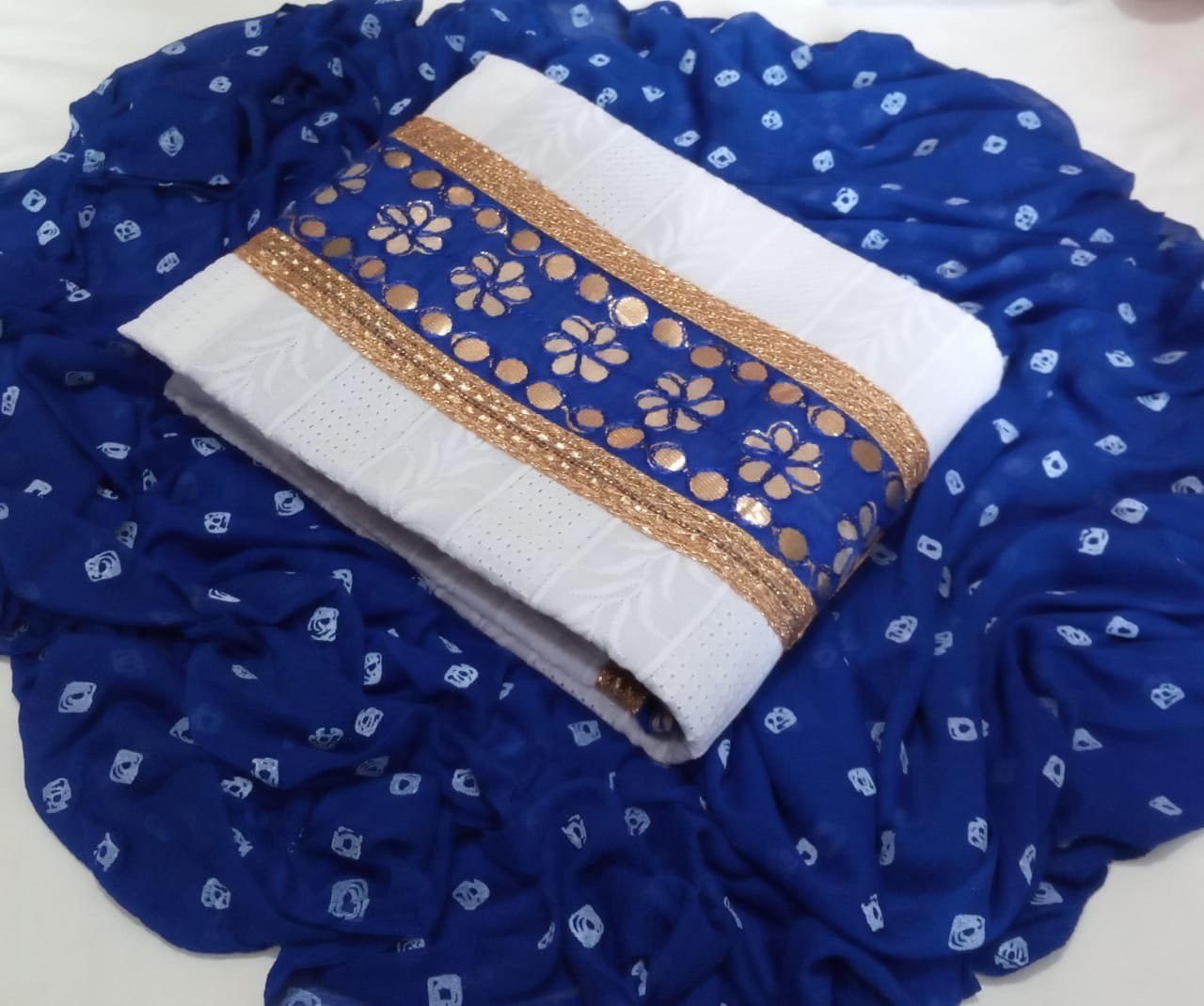 Party Wear Dress - Pc Cotton With Ton To Ton Work, Semi Stitched Free Size, Multi Color, Embroidery Gota Work | Anti Uv, Quick Dry, Non Toxic, Plus Size