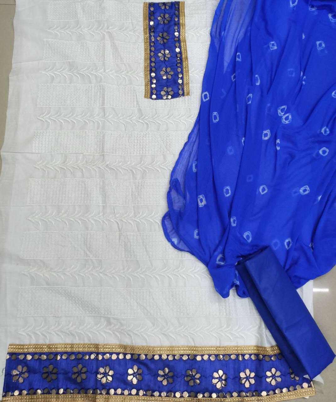 Party Wear Dress - Pc Cotton With Ton To Ton Work, Semi Stitched Free Size, Multi Color, Embroidery Gota Work | Anti Uv, Quick Dry, Non Toxic, Plus Size