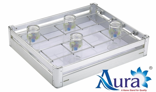 Glass Basket - Aluminum Alloy, Size as Per Carpenter Specification | Brush Finish, Perfect for Modular Kitchen Glass Accessories Management