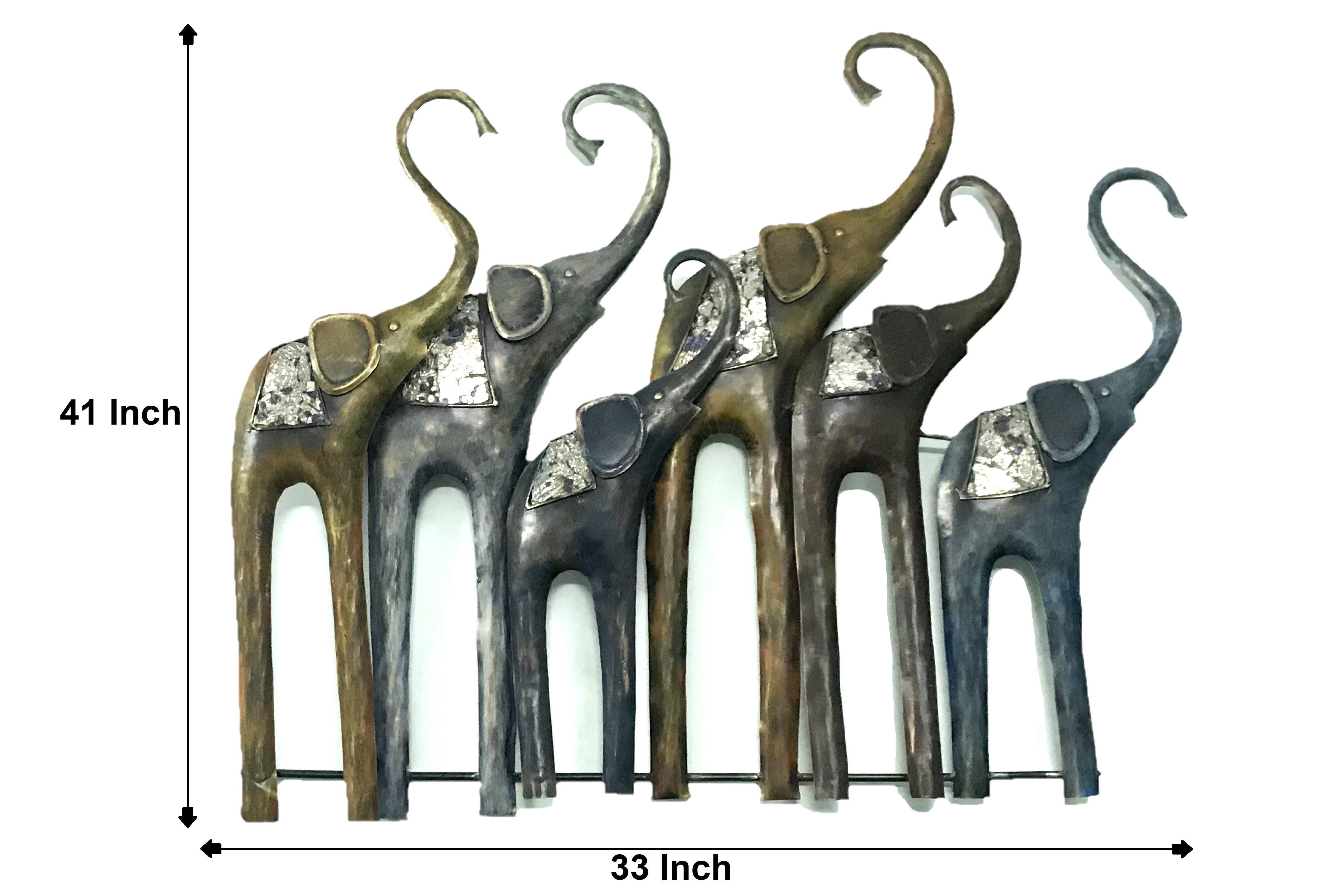Eco-friendly Elephant Family With Led Light Wall Decor