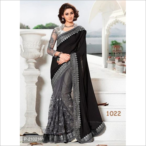 ब्लैक लेडीज़ फैंसी साड़ी