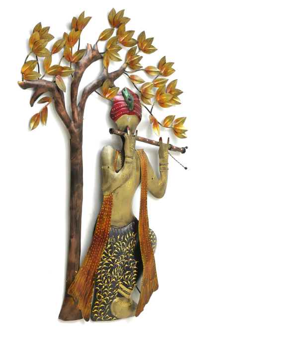 Easy To Clean Metal Decorative Iron Krishna Tree With Led