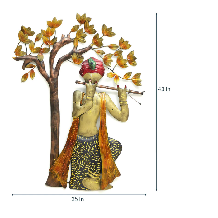 Easy To Clean Metal Decorative Iron Krishna Tree With Led