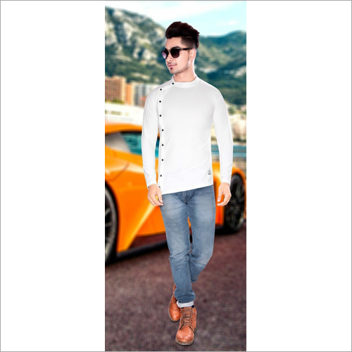 व्हाइट मेन्स पार्टीवियर टी-शर्ट