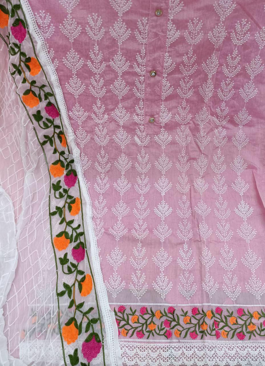 Heavy Dress Material - Semi Modal & Santoons, Free Size (Semi Stitched), Multi Color | Embroidered, Water Proof, Anti Wrinkle, Quick Dry, Plus Size