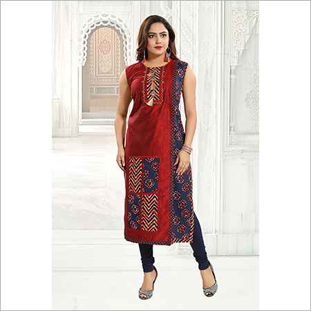 Ladies Designer Kurti - Length 44 Inches | Size Label with Unique Logo Detailing and Elegant Design Elements