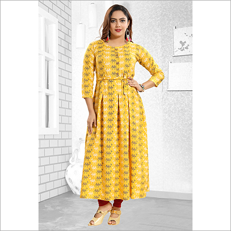 Fab India Long Printed Kurti - 44 Inch Length | Size Label Included, Vibrant Patterns