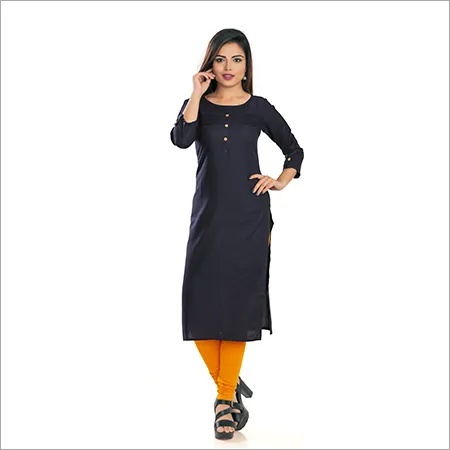 Rayon Kurti - 44 Inch Length, Size Label with Unique Logo Design