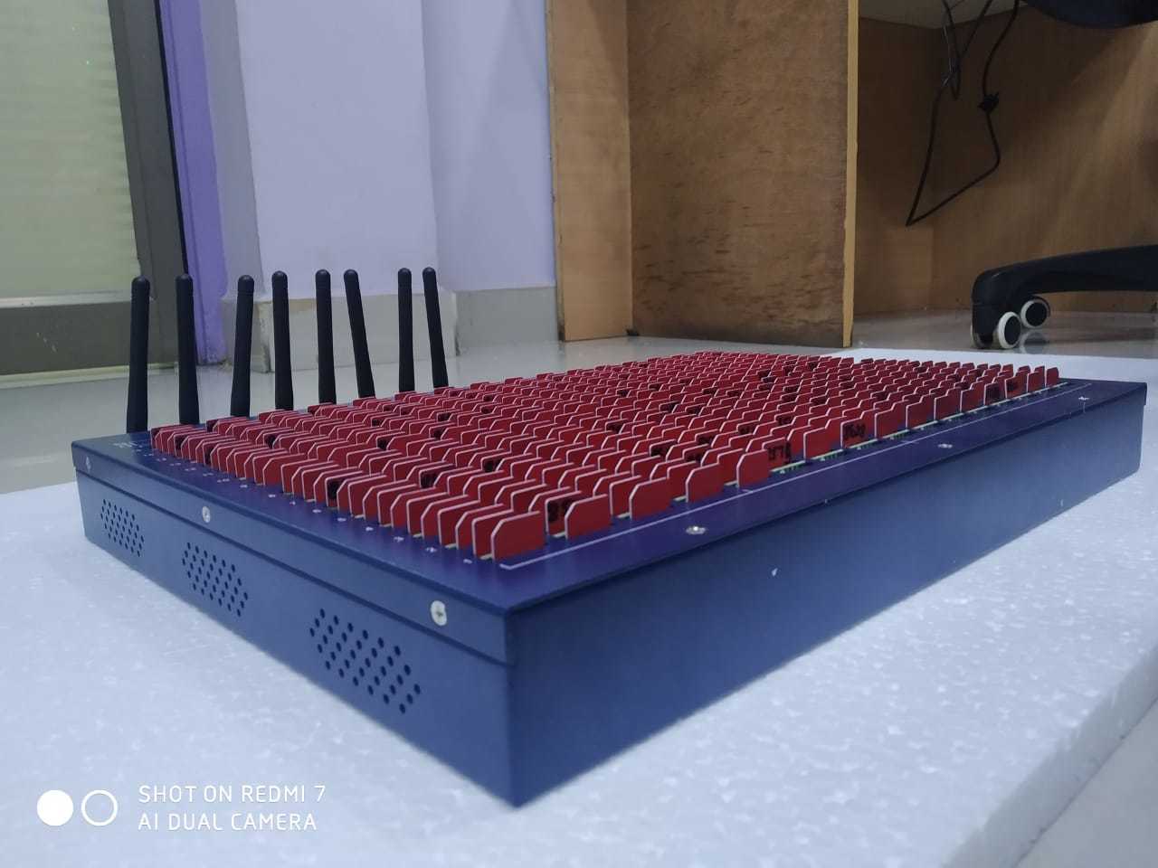 Bulk Sms Modem - Metal, 483mm X 100mm X 340mm, Blue | 16 Ports With 32 Slots Each, Built-in 4g Modem, Fanless Design, 12-months Warranty