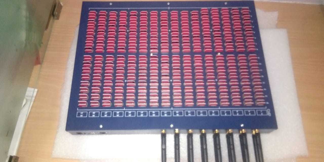 Bulk Sms Modem - Metal, 483mm X 100mm X 340mm, Blue | 16 Ports With 32 Slots Each, Built-in 4g Modem, Fanless Design, 12-months Warranty