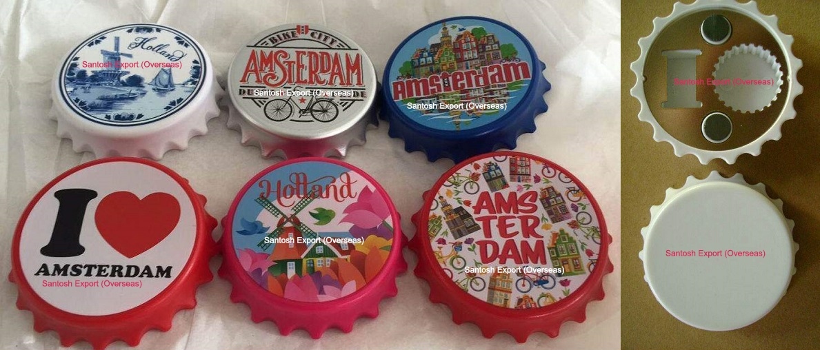 Bottle Opener In Bottle Shape With Magnet - Iron, Medium Size, Modern Style, Weight: 25 Grams | Custom Design Options Available