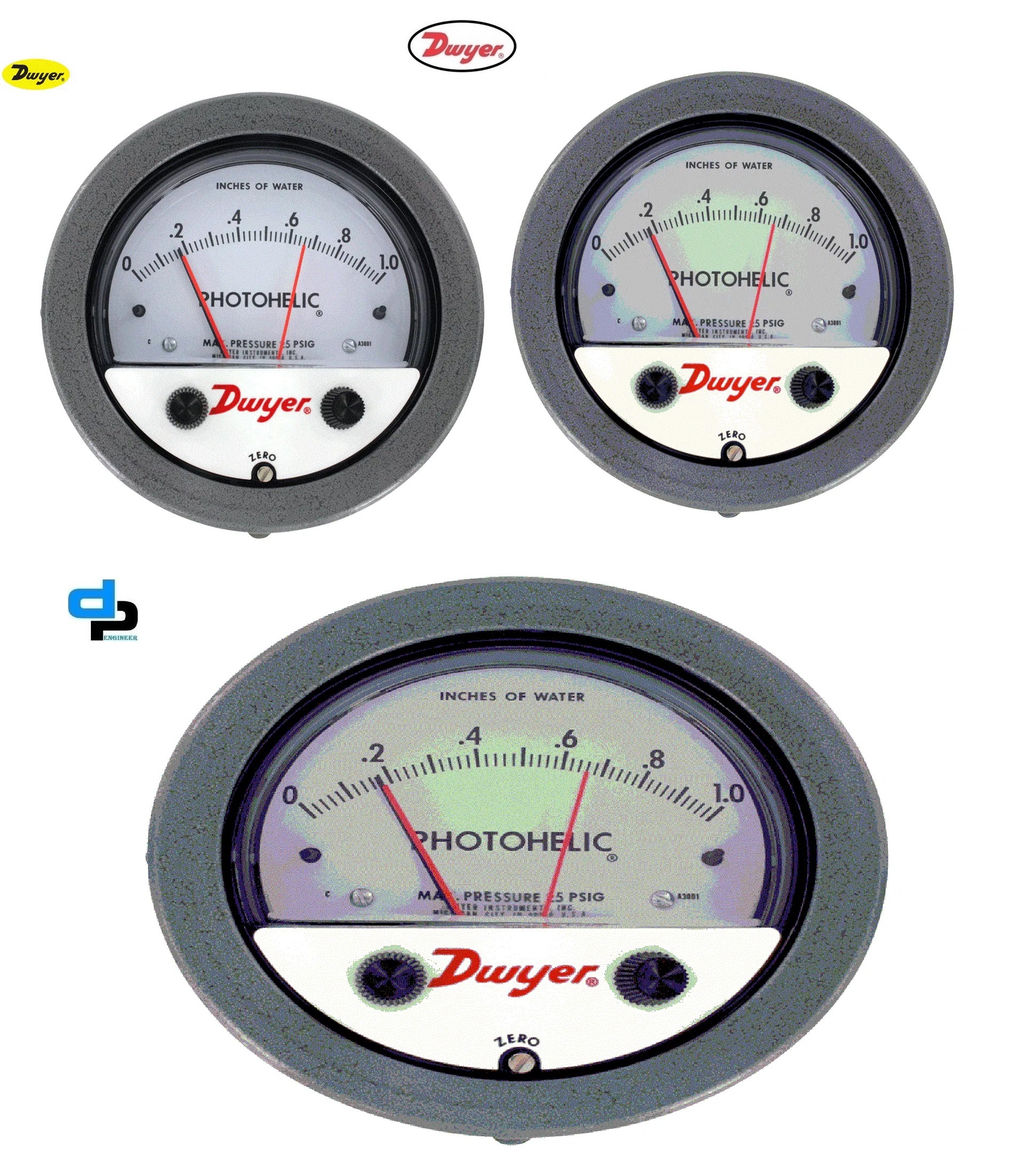 Dwyer A3020 Photohelic Pressure Switch Gauge Accuracy: A 2% Of Fs At 70a F (21.1a C)