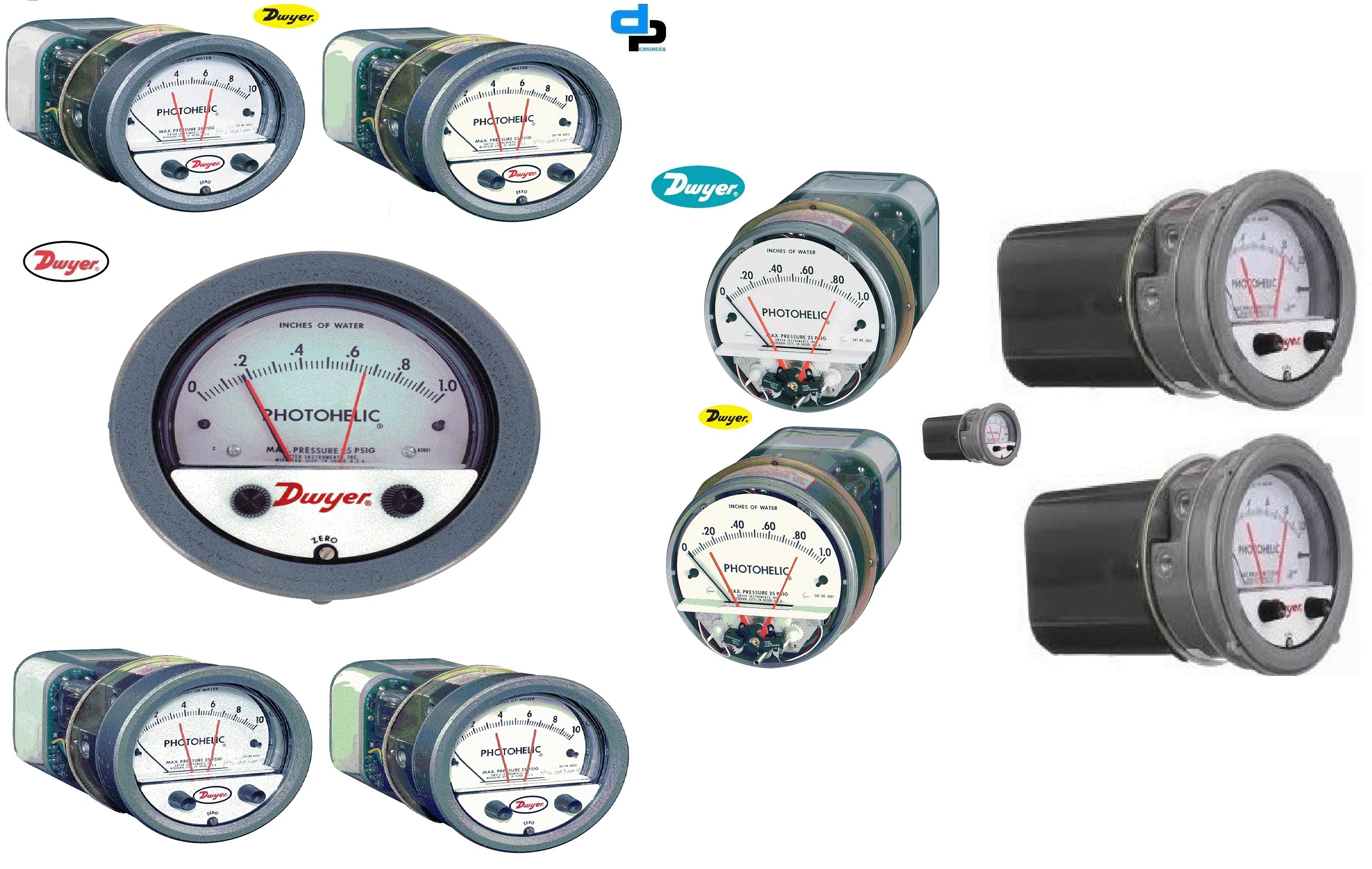 Dwyer A3015 Photohelic Pressure Switch Gauge Accuracy: A 2% Of Fs At 70a F (21.1a C)