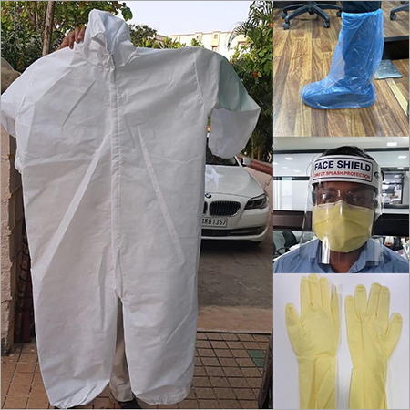PPE Kit - SMS Material, Various Sizes for Suit, Boots & Gloves | N95 Mask, Plastic Face Shield, Durable Barrier, Comfort, Hygiene, Reliable Safety