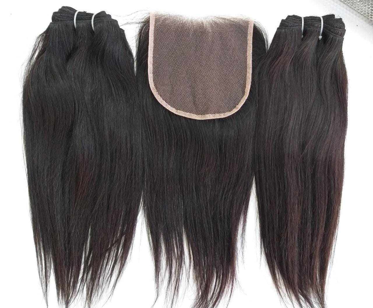 Natural Black Or Brown Available Top Quality Virgin Kinky Straight Hair With Closure 4x4