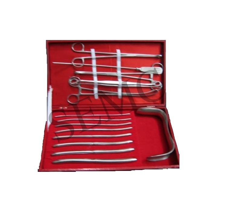 D And C Set - Dilator Set, Sims Speculum, Breisky Speculum, Uterine Depressor, Vulsullem Forcep, Sponge Holding Forcep, Ovum Forcep, Uterine Sound | Comprehensive Surgical Instruments For Gynecological Procedures