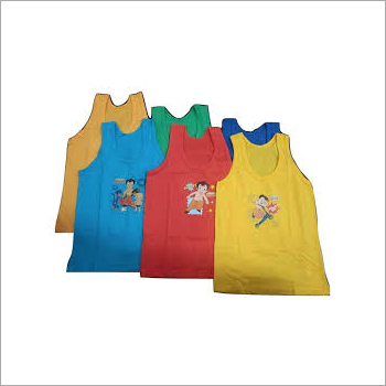 Red-Blue Kids Rib Printed Sando