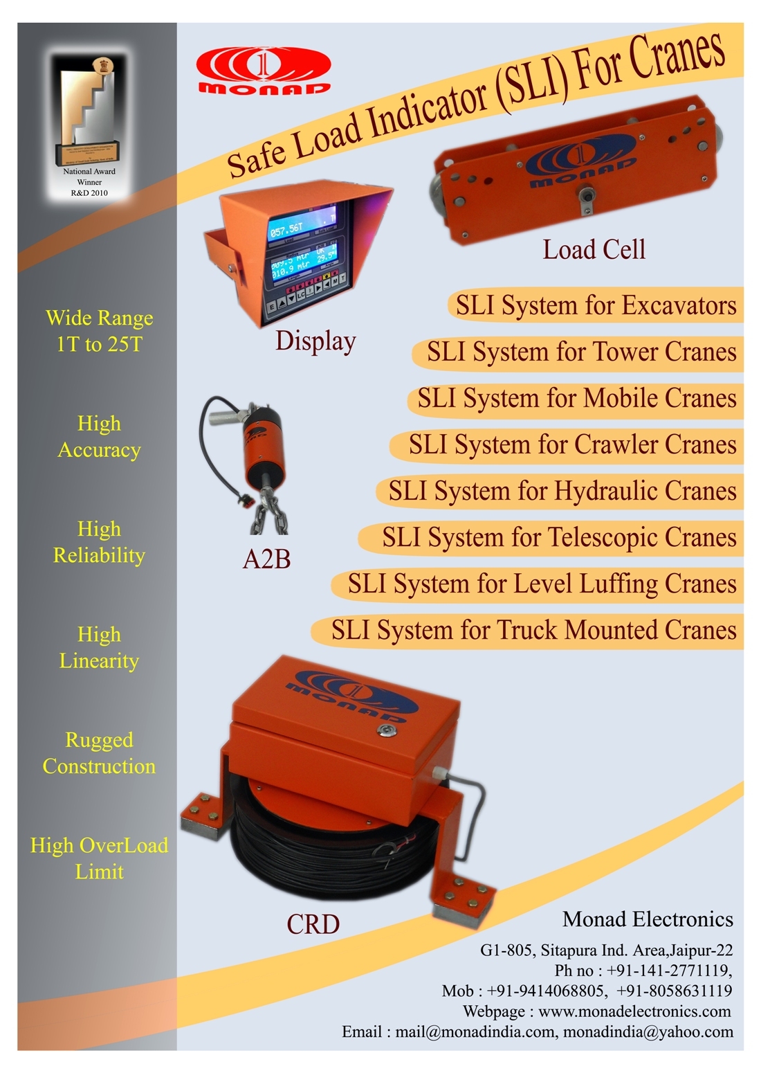 Safe Load Indicator For Cranes - Stainless Steel, 24v Dc Power Supply, 0-500 Ton Test Range | Rugged Design, Continuous Display, Waterproof Connectors