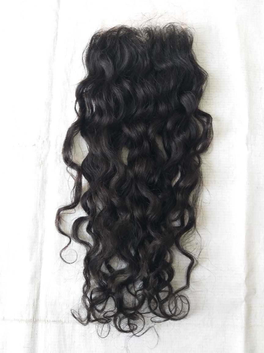 100 % Human Hair Closure Curly 4x4 - Color: Natural Black