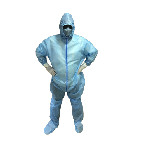 Medical Disposable Protective Clothing Suit - Non-Woven, Free Size, Sky Blue | Includes Gloves, Shoe Cover, 3 Ply Mask, Disposable Kit