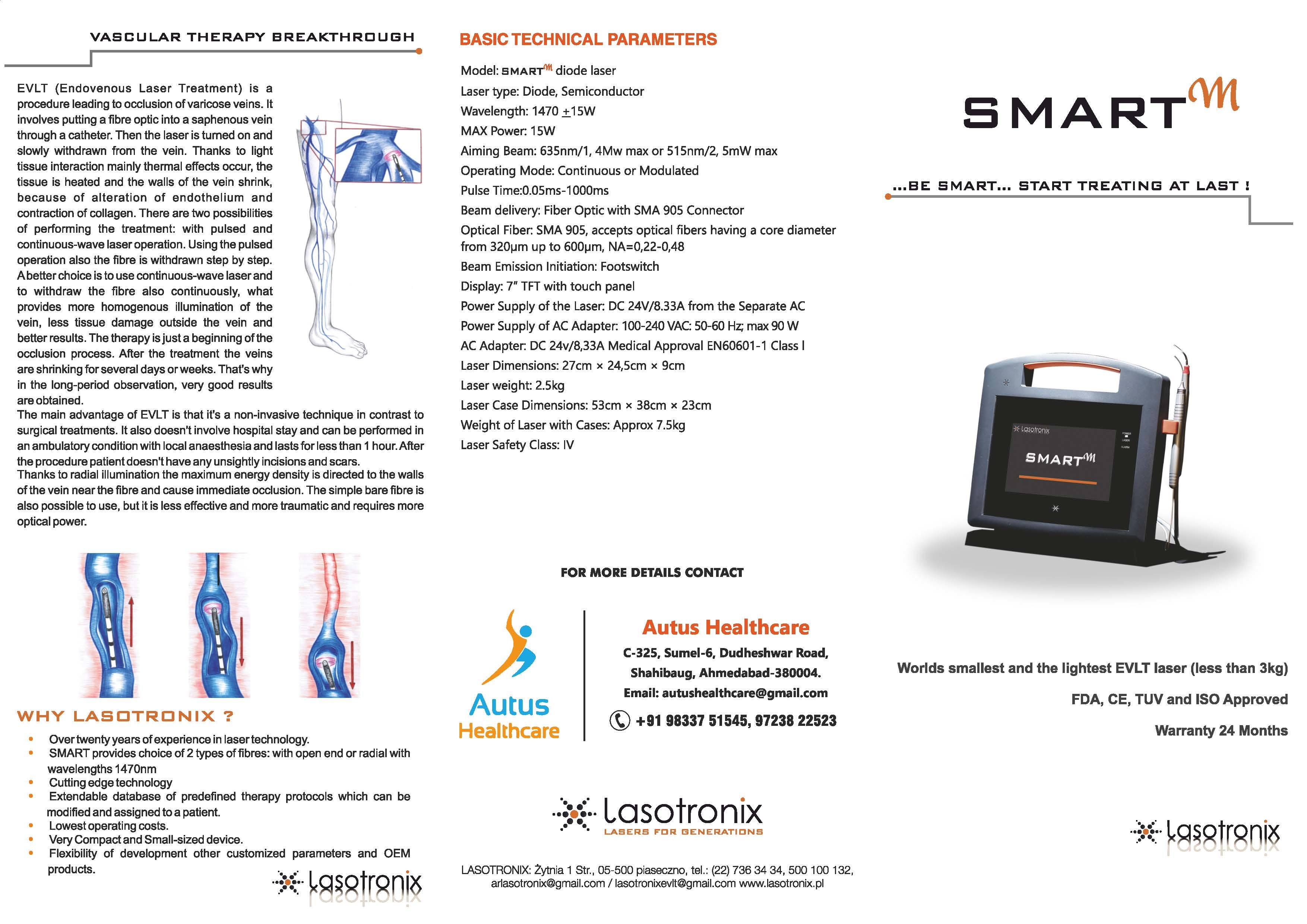 Black Lasotronix Laser For Varicose Vein 1470nm/15w, Usage: Hospital