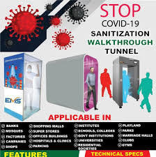 Sanitizing Tunnel - Metal, 5x7 Feet With Adjustable Height, Silver Tank & Red/black Piping | High Efficiency, Electric Pump Operation, Low Noise