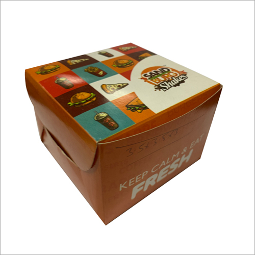 Burger Box - Cardboard Material 5x5x4 Inches | Brown Color, Glossy Finish, Eco-Friendly Recyclable Design