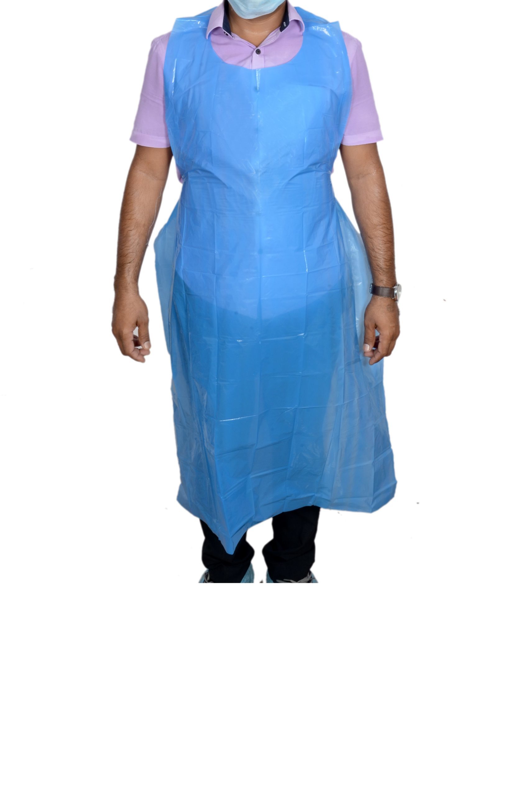 Plastic Apron - Ldpe Plastic, 51x31 Inch, Medical Blue | Disposable, Waterproof, Blood & Chemical Resistant, Fits Both Men & Women