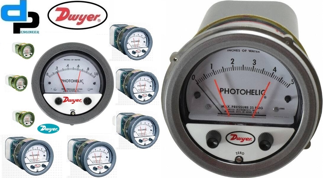 Dwyer A3006 Photohelic Pressure Switch Gauge - Plastic, 4 Inch Dial Face, Matte Black | ±2% Accuracy, Measures Gas, Oil, Steam
