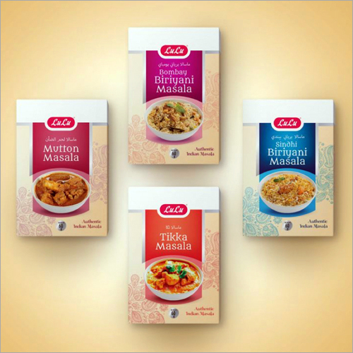Spices Packaging Box - Cardboard, 4 x 2 x 6 Inches , White Color, Gloss Lamination, Heat Seal, Offset Printing