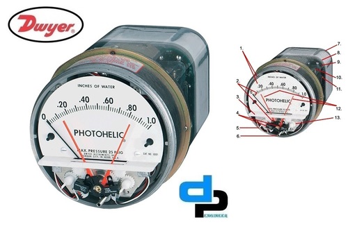 ड्वायर A3000-80Cm फोटोहेलिक प्रेशर स्विच गेज सटीकता: 70A F (21.1A C) पर Fs की 2% की छूट