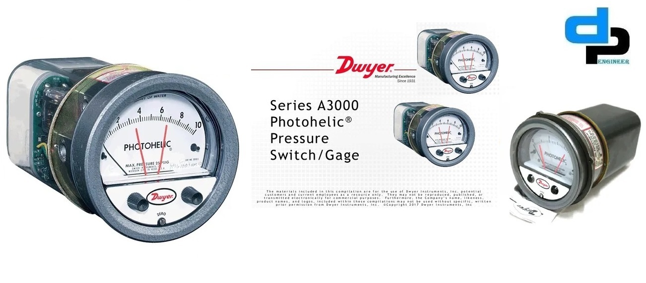Dwyer A3000-5kpa Photohelic Pressure Switch Gauge Accuracy: A 2% Of Fs At 70a F(21.1a C)
