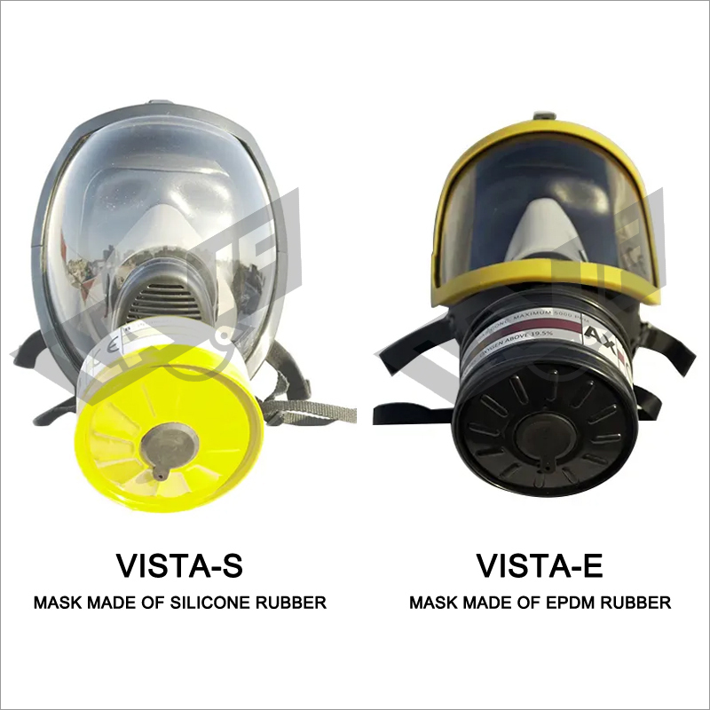 Vista Gas Mask Respirator - Silicon Full Face , Ce Marked With Polycarbonate Visor And Netted Five Point Harness
